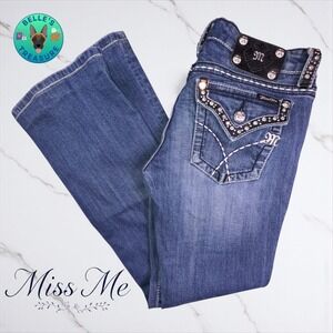 Miss Me Jeans Womens 28 Boot Cut Embellished Rhinestone Low Rise Booty Bling‎